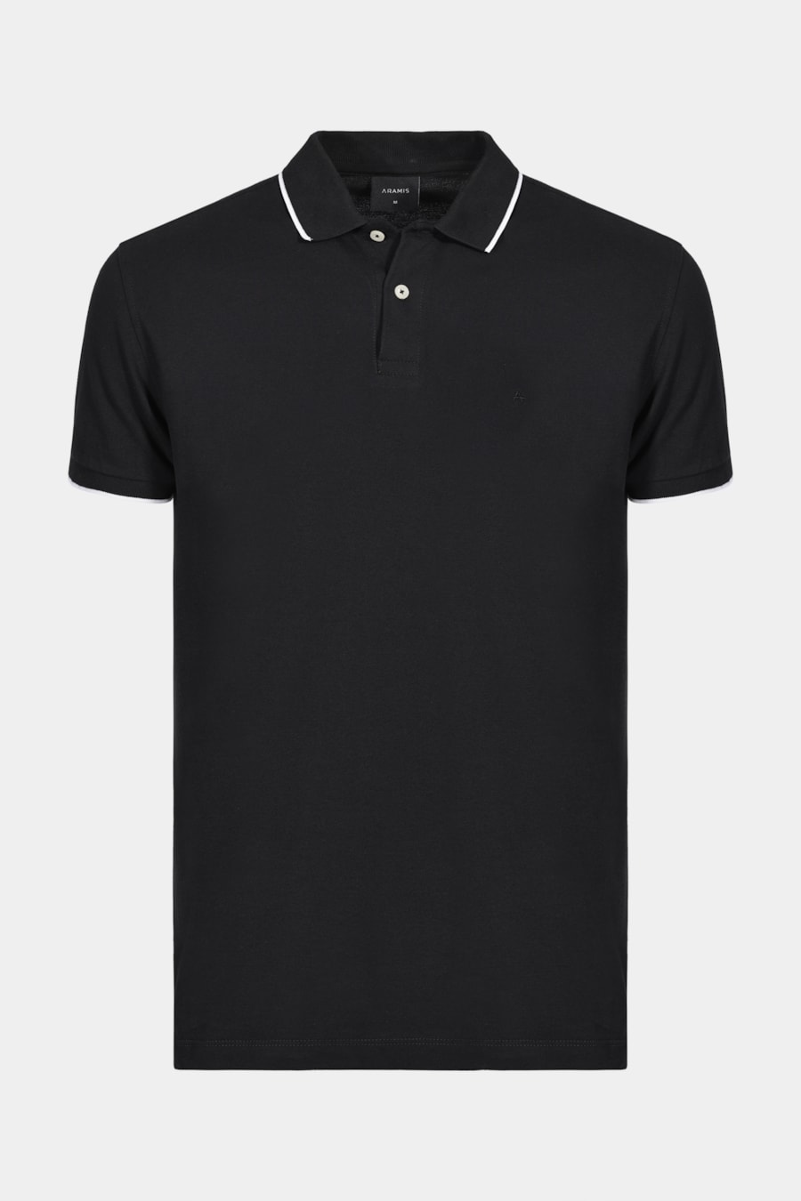 Polo Manga Curta Classic 1 Friso Preto Com Off White — foto 5 de 5