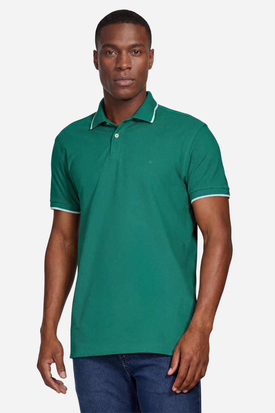 Polo Manga Curta Classic 1 Friso Verde Amazonia Com Off — foto 1 de 4