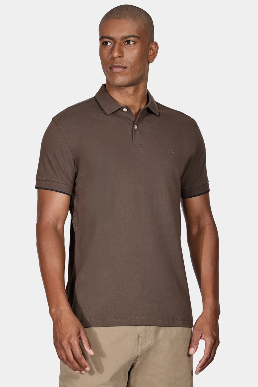 Polo Manga Curta Classic 1 Friso Verde Militar Com Preto — foto 1 de 5