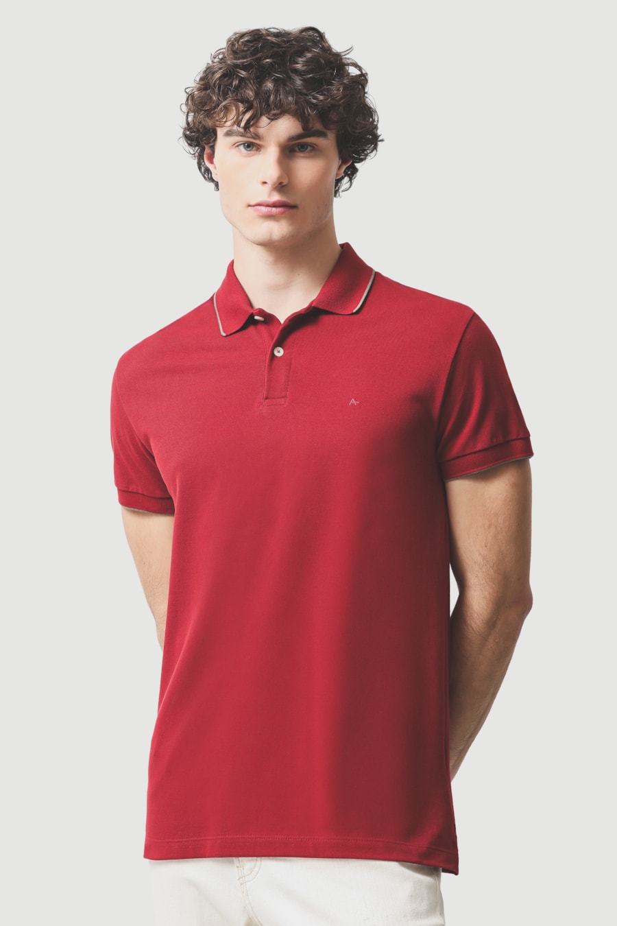 Polo Manga Curta Classic 1 Friso Vermelho Carmim 115 — foto 1 de 5