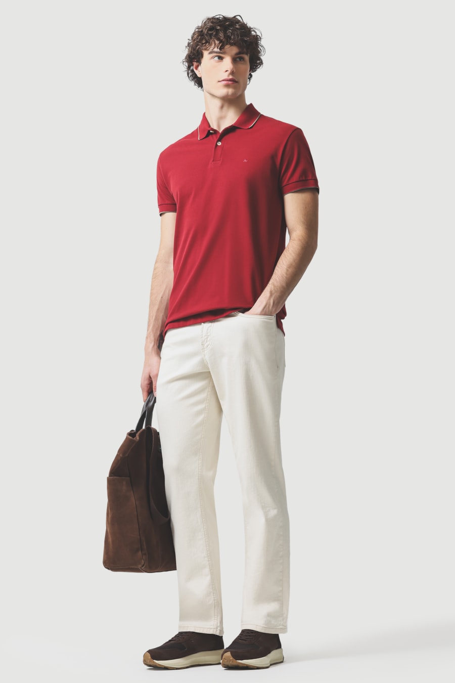 Polo Manga Curta Classic 1 Friso Vermelho Carmim 115 — foto 2 de 5
