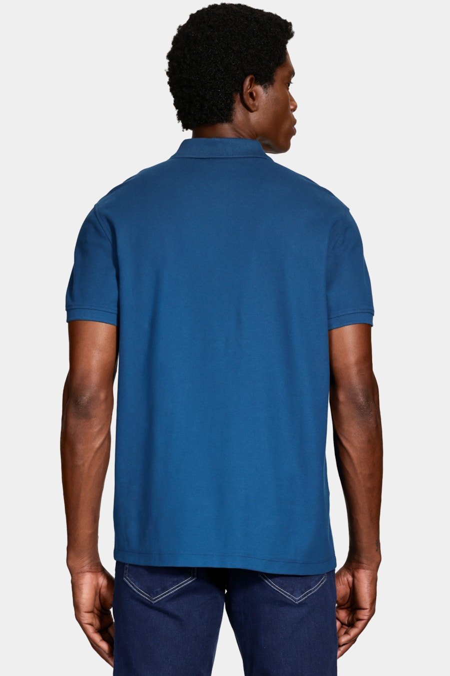 Polo Manga Curta Cotton Piquet Basic Azul Petroleo — foto 4 de 5