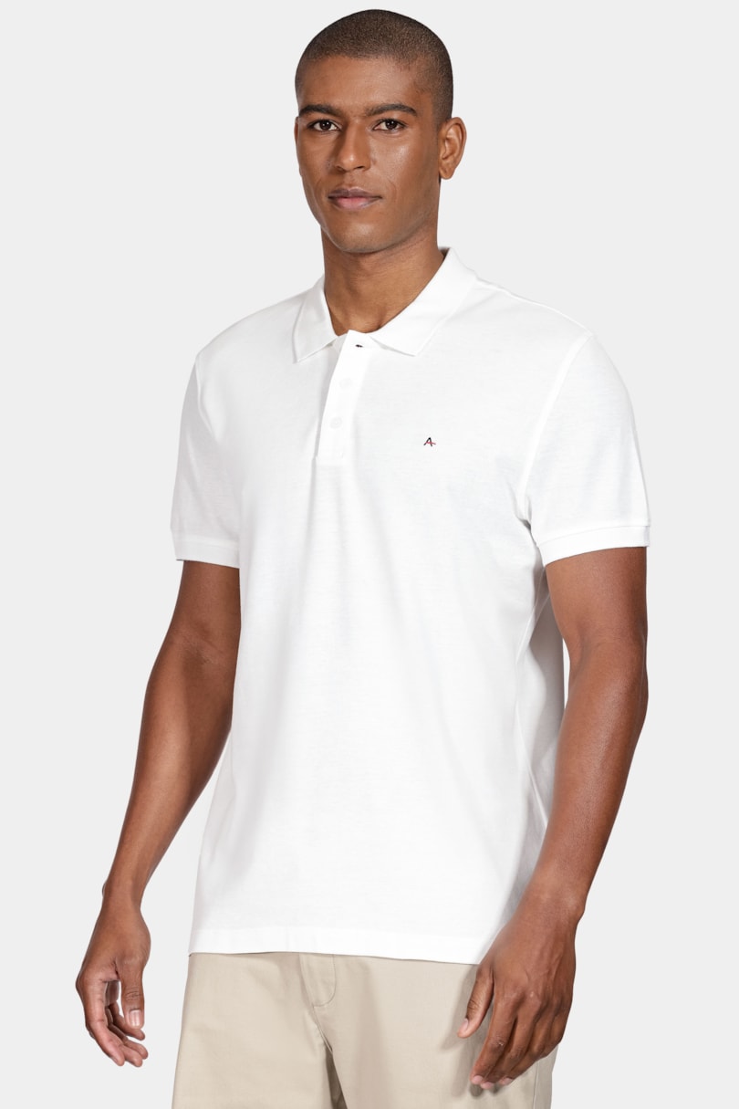 Polo Manga Curta Cotton Piquet Basic Branco