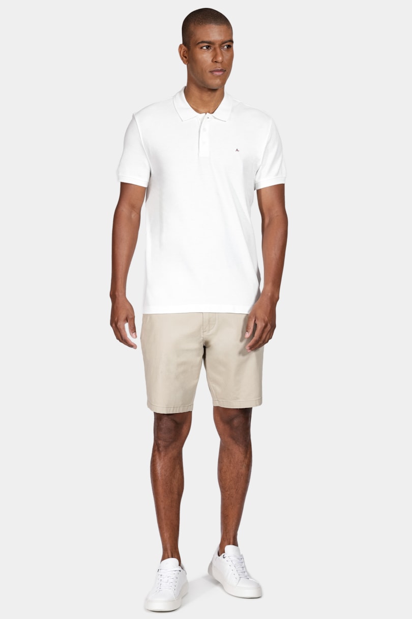 Polo Manga Curta Cotton Piquet Basic Branco