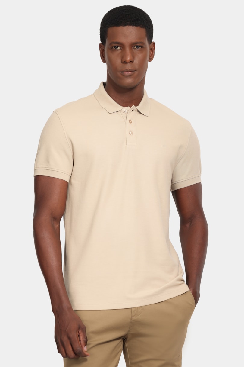 Polo Manga Curta Cotton Piquet Basic Caqui Mascavo 114