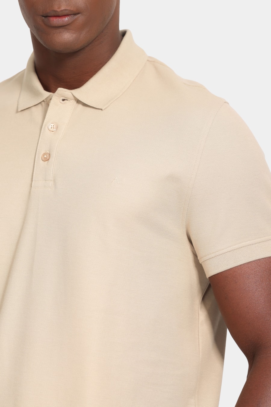 Polo Manga Curta Cotton Piquet Basic Caqui Mascavo 114 — foto 3 de 5