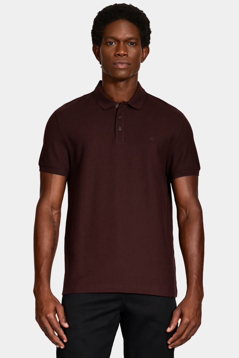 Polo Manga Curta Cotton Piquet Basic Marrom