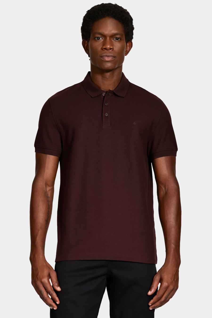 Polo Manga Curta Cotton Piquet Basic Marrom — foto 1 de 5