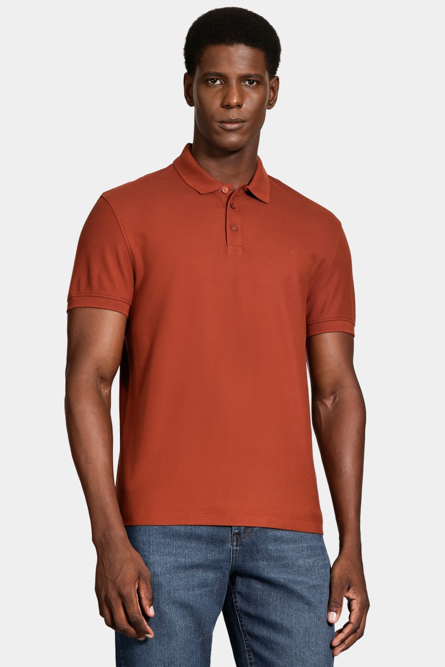 Polo Manga Curta Cotton Piquet Basic Tijolo — foto 1 de 5