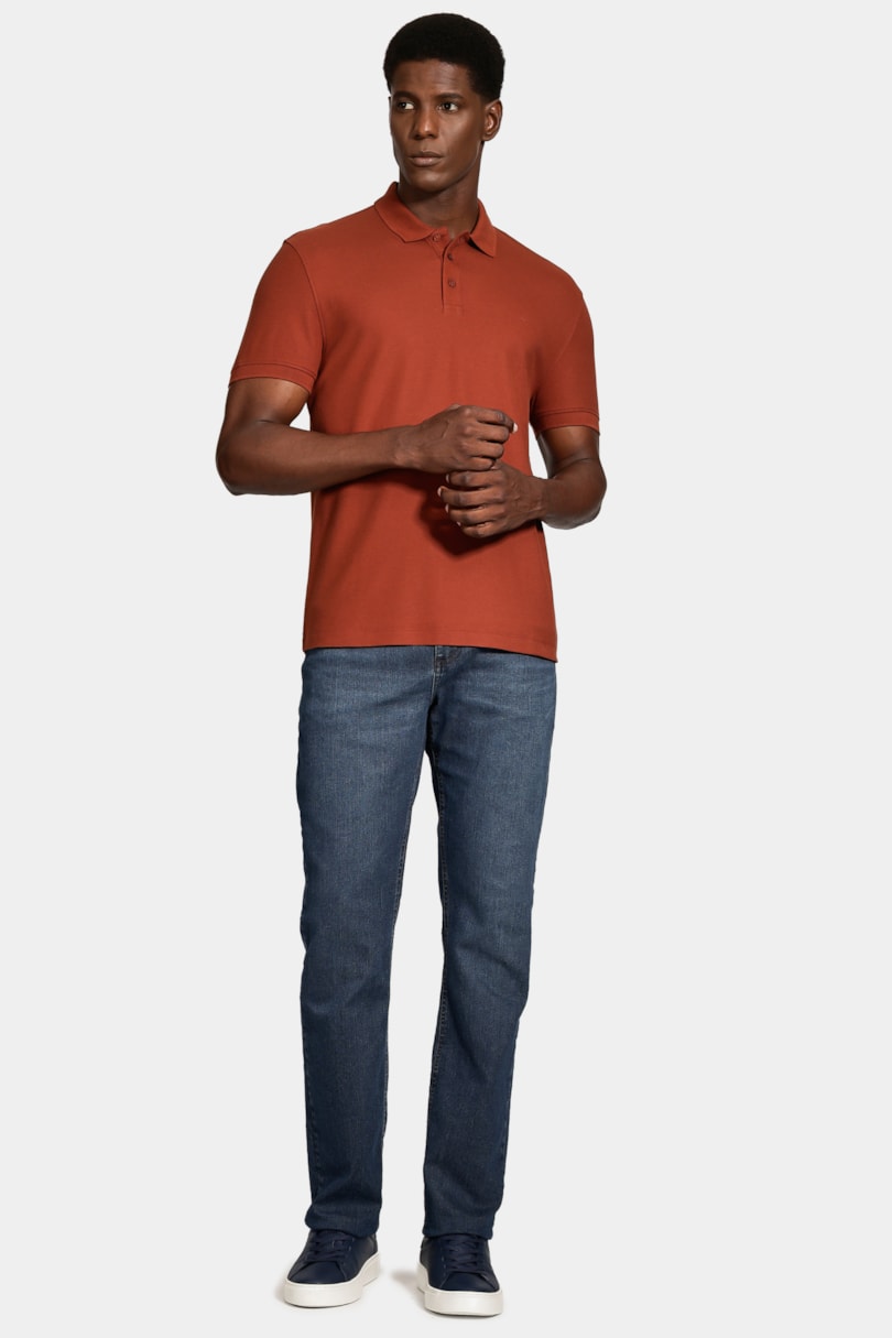 Polo Manga Curta Cotton Piquet Basic Tijolo