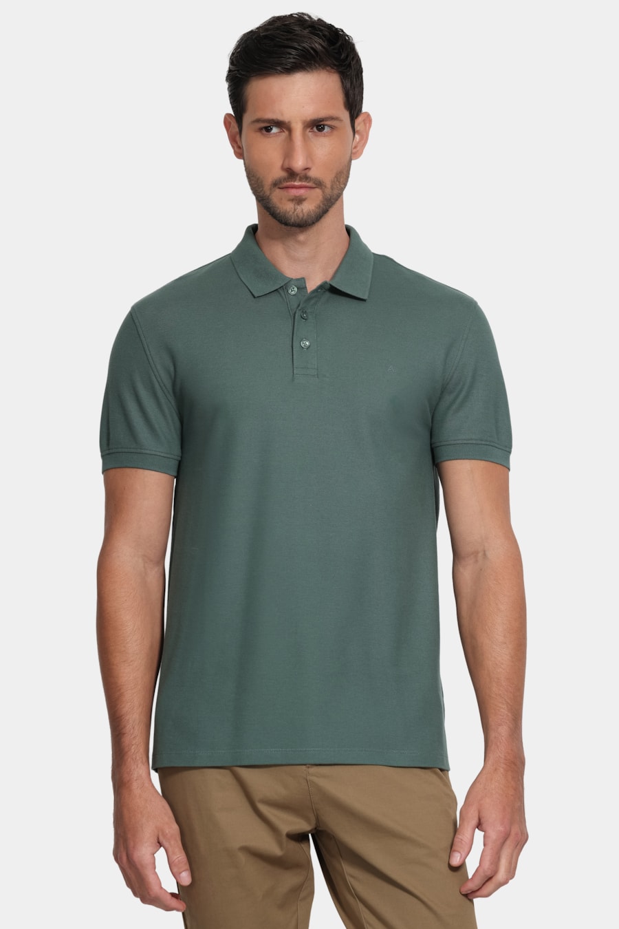 Polo Manga Curta Cotton Piquet Basic Verde Bandeira — foto 1 de 5