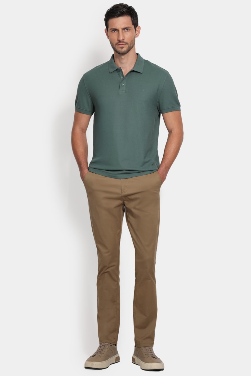 Polo Manga Curta Cotton Piquet Basic Verde Bandeira
