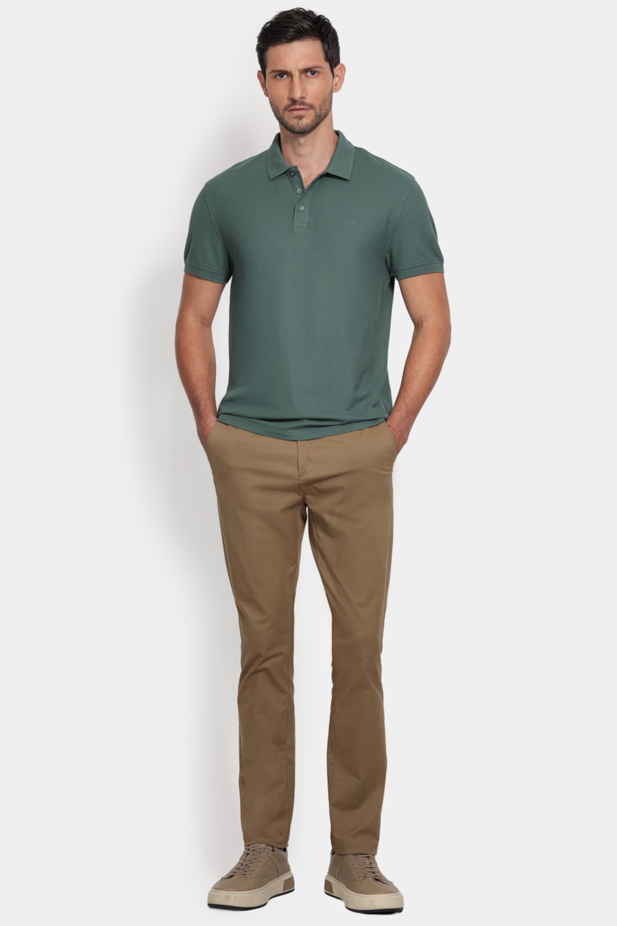 Polo Manga Curta Cotton Piquet Basic Verde Bandeira — foto 2 de 5