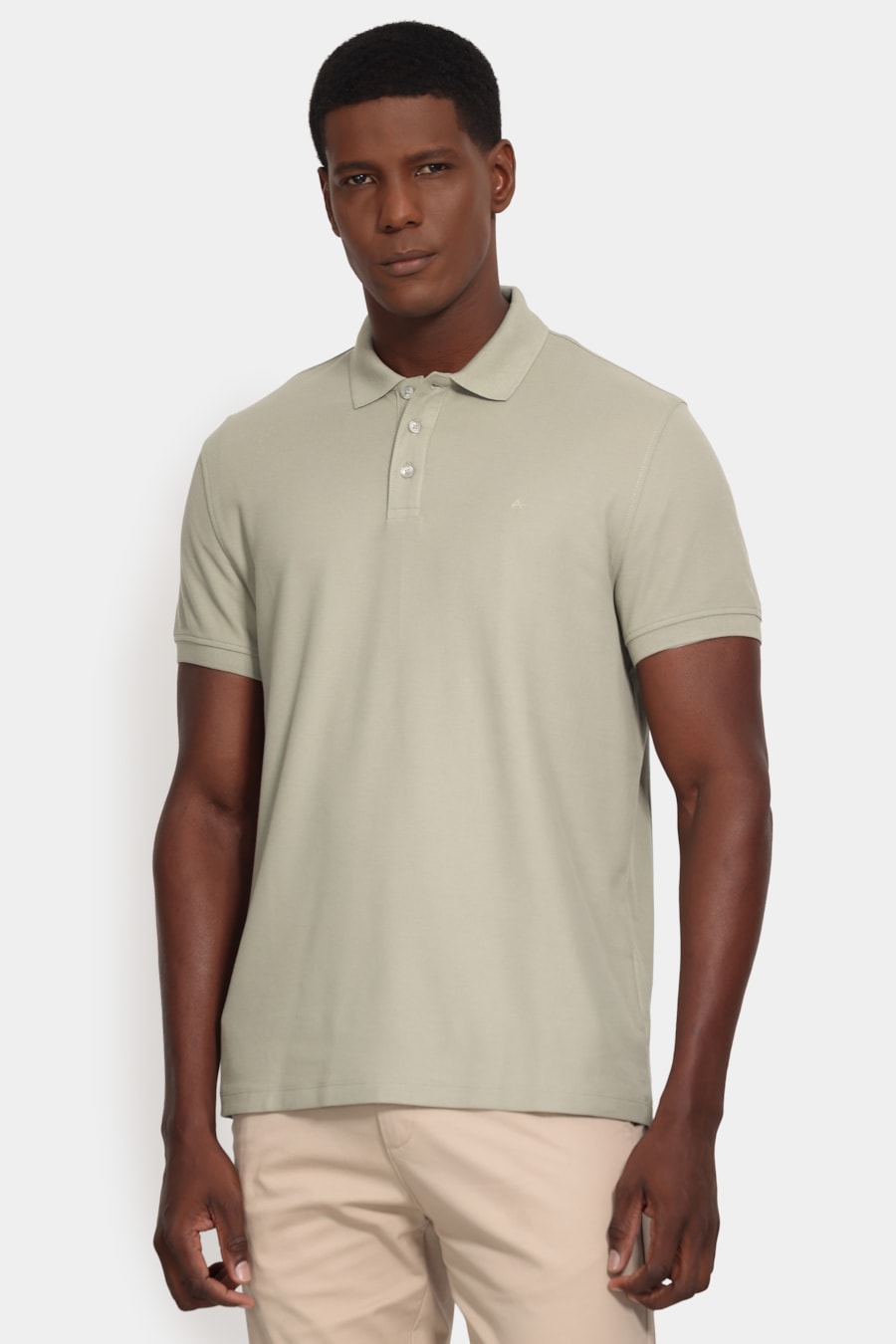Polo Manga Curta Cotton Piquet Basic Verde Cha 114 — foto 1 de 5