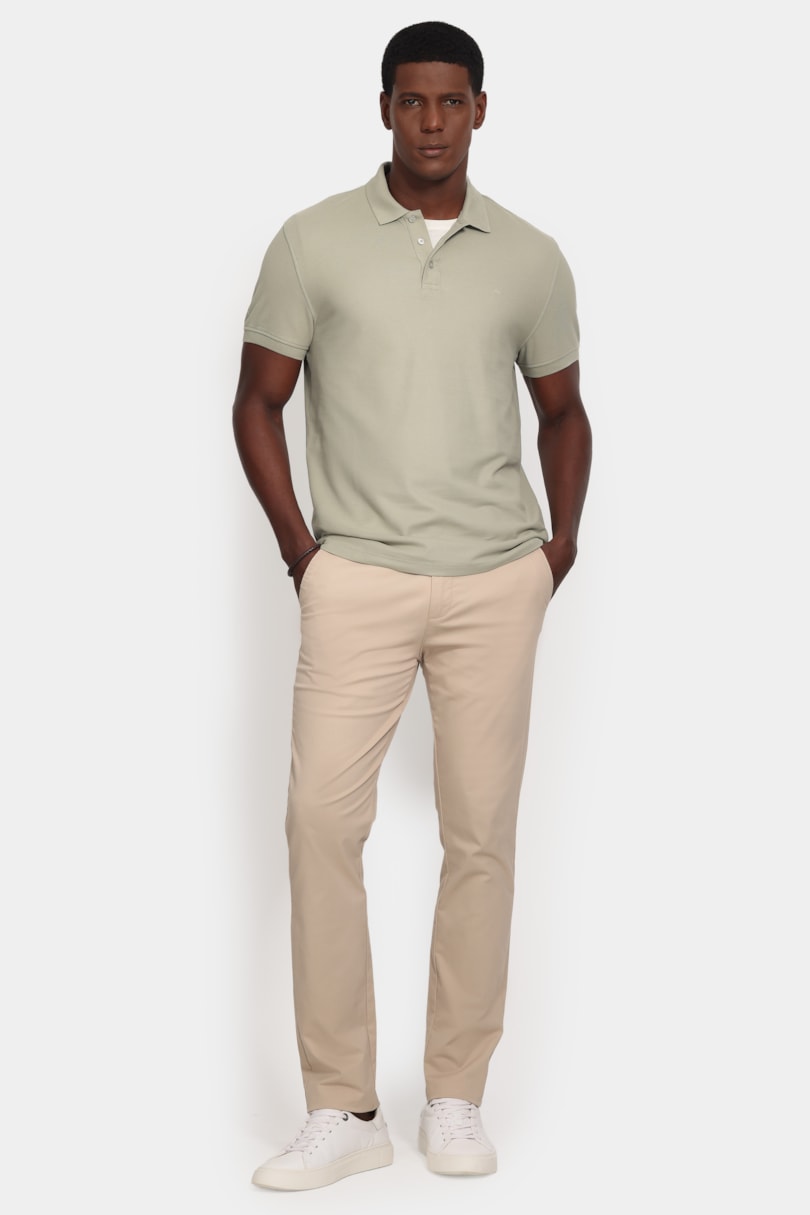 Polo Manga Curta Cotton Piquet Basic Verde Cha 114