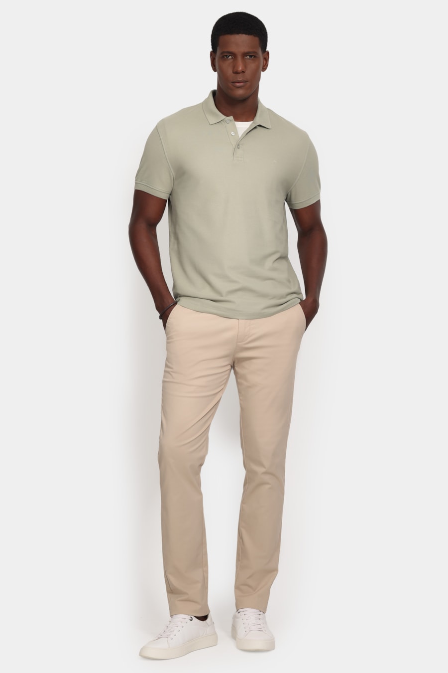 Polo Manga Curta Cotton Piquet Basic Verde Cha 114 — foto 2 de 5