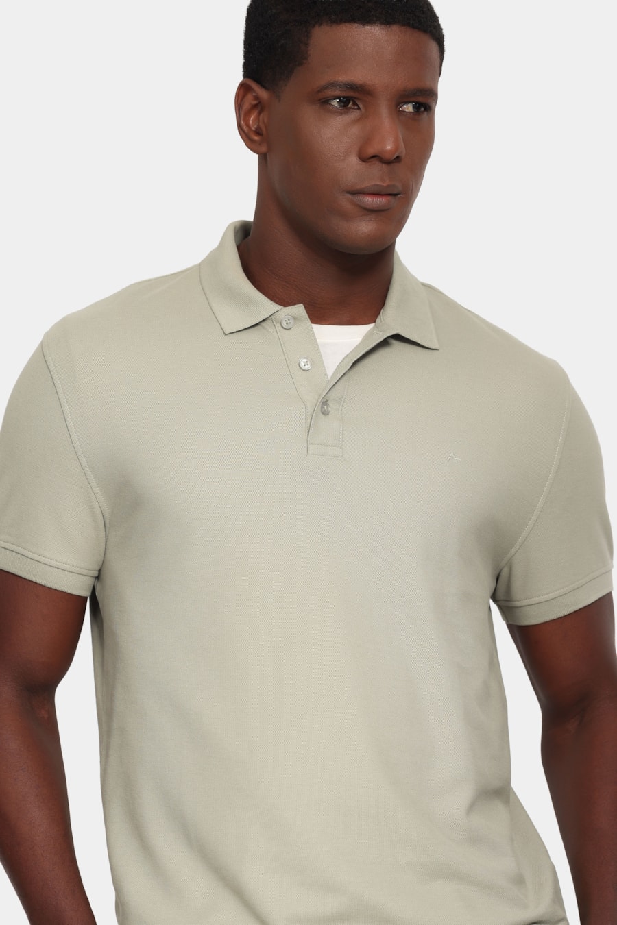 Polo Manga Curta Cotton Piquet Basic Verde Cha 114 — foto 3 de 5