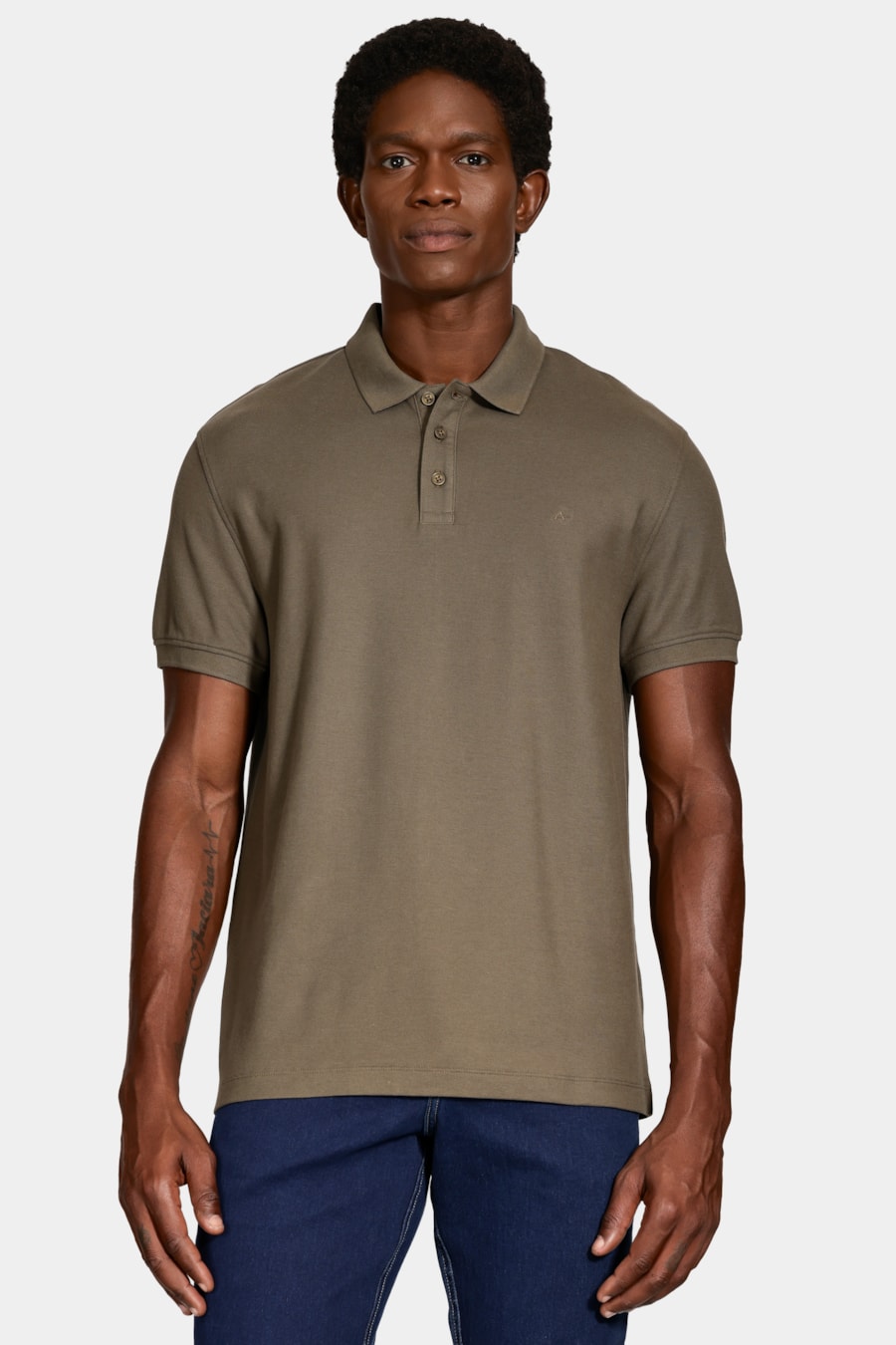 Polo Manga Curta Cotton Piquet Basic Verde Oliva — foto 1 de 5