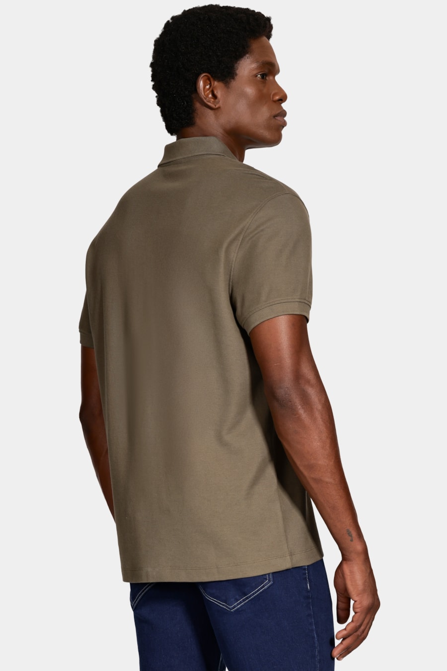 Polo Manga Curta Cotton Piquet Basic Verde Oliva — foto 4 de 5