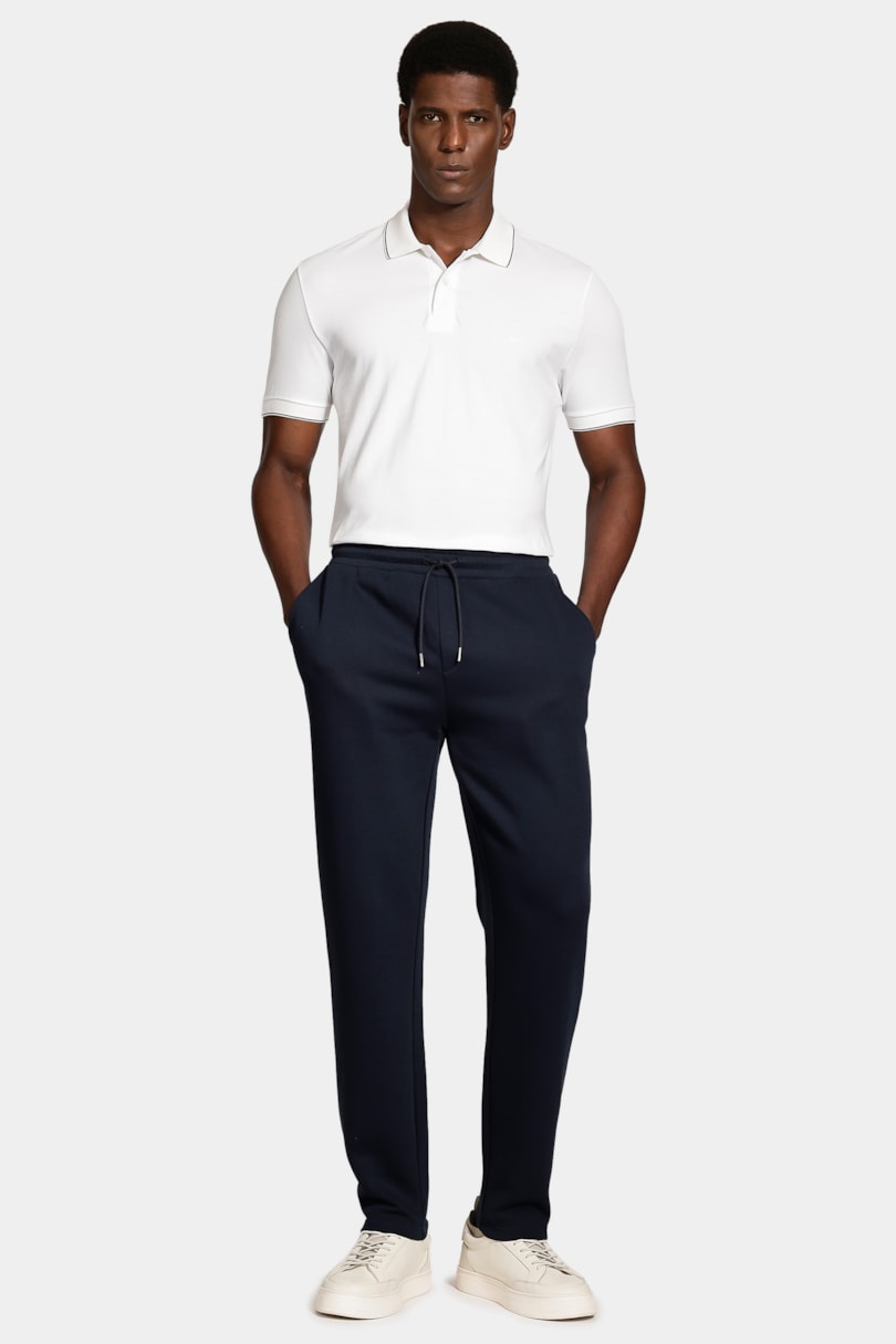 Polo Manga Curta Friso Fino Gola Off White