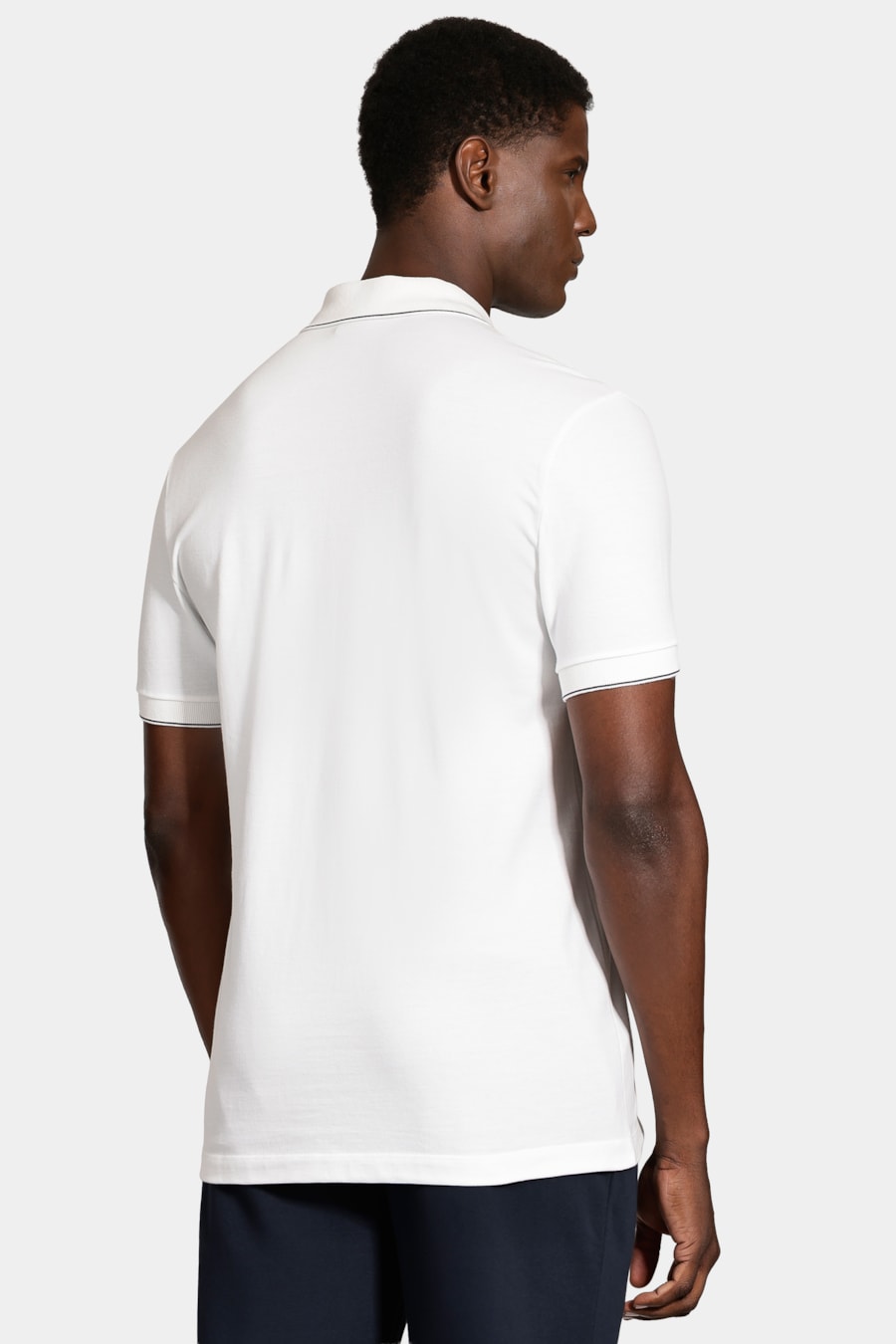 Polo Manga Curta Friso Fino Gola Off White — foto 4 de 5