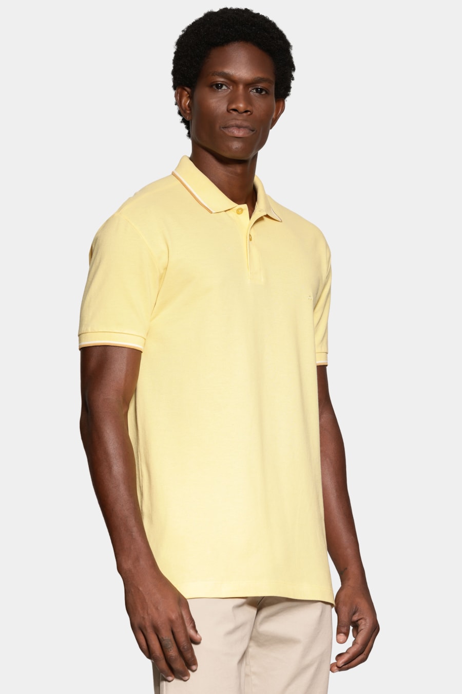 Polo Manga Curta Friso Gola Amarelo Medio — foto 1 de 5