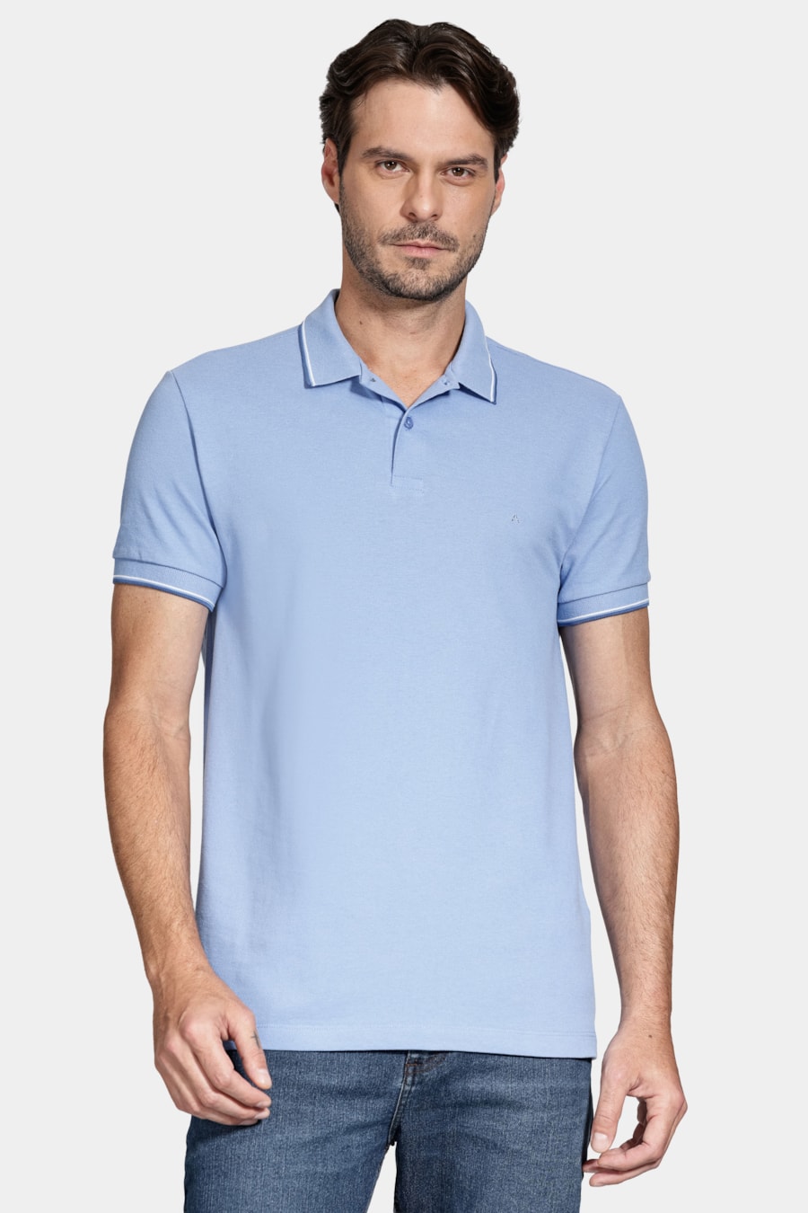 Polo Manga Curta Friso Gola Azul Lazulli 111 — foto 1 de 5