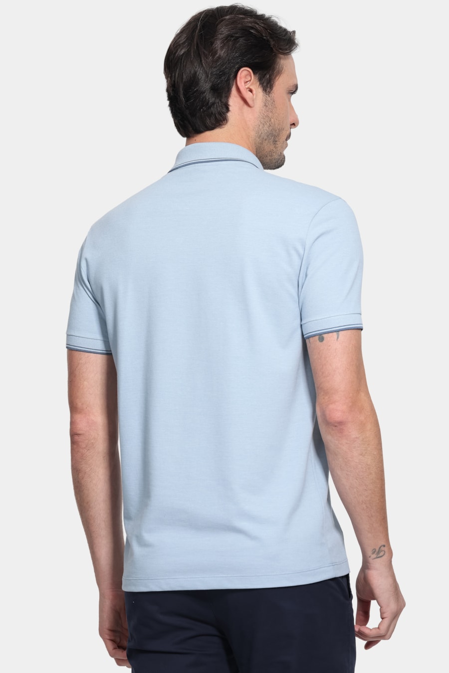 Polo Manga Curta Friso Mescla Azul Celeste — foto 4 de 5