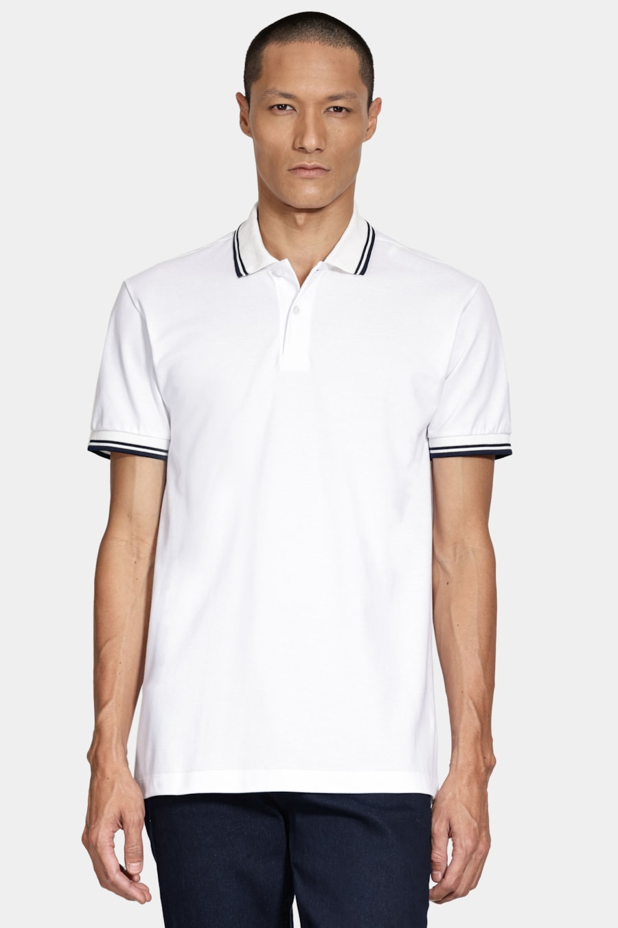 Polo Manga Curta Frisos New Off White — foto 1 de 5