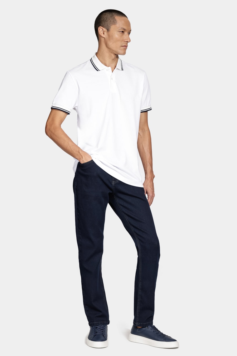 Polo Manga Curta Frisos New Off White — foto 2 de 5