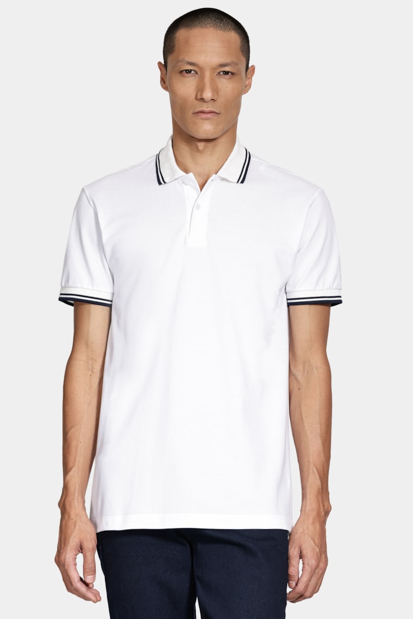 Polo Manga Curta Frisos New Off White