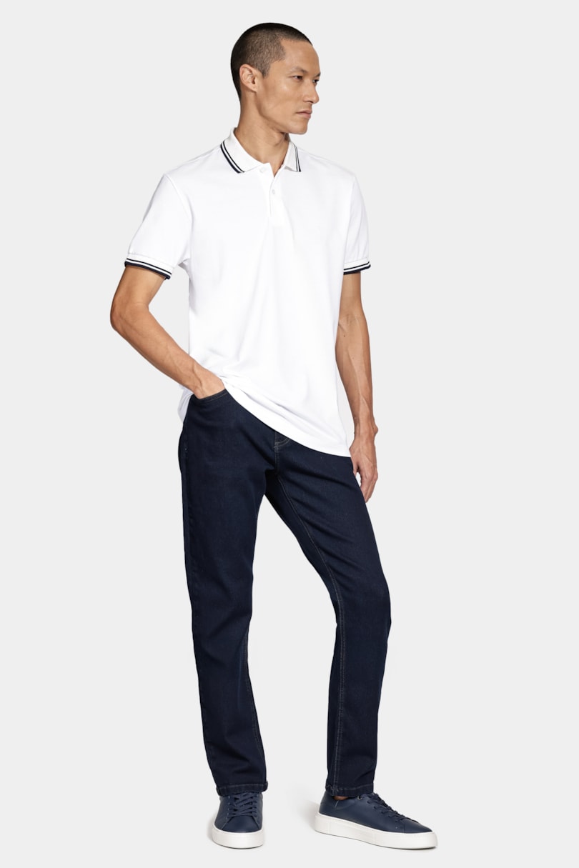 Polo Manga Curta Frisos New Off White