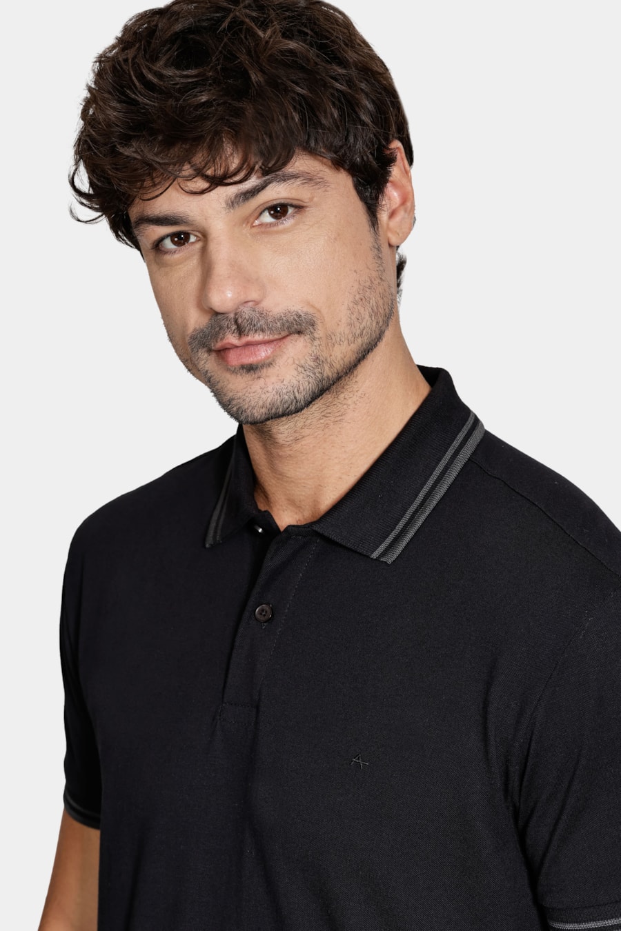 Polo Manga Curta Frisos Preto — foto 3 de 5
