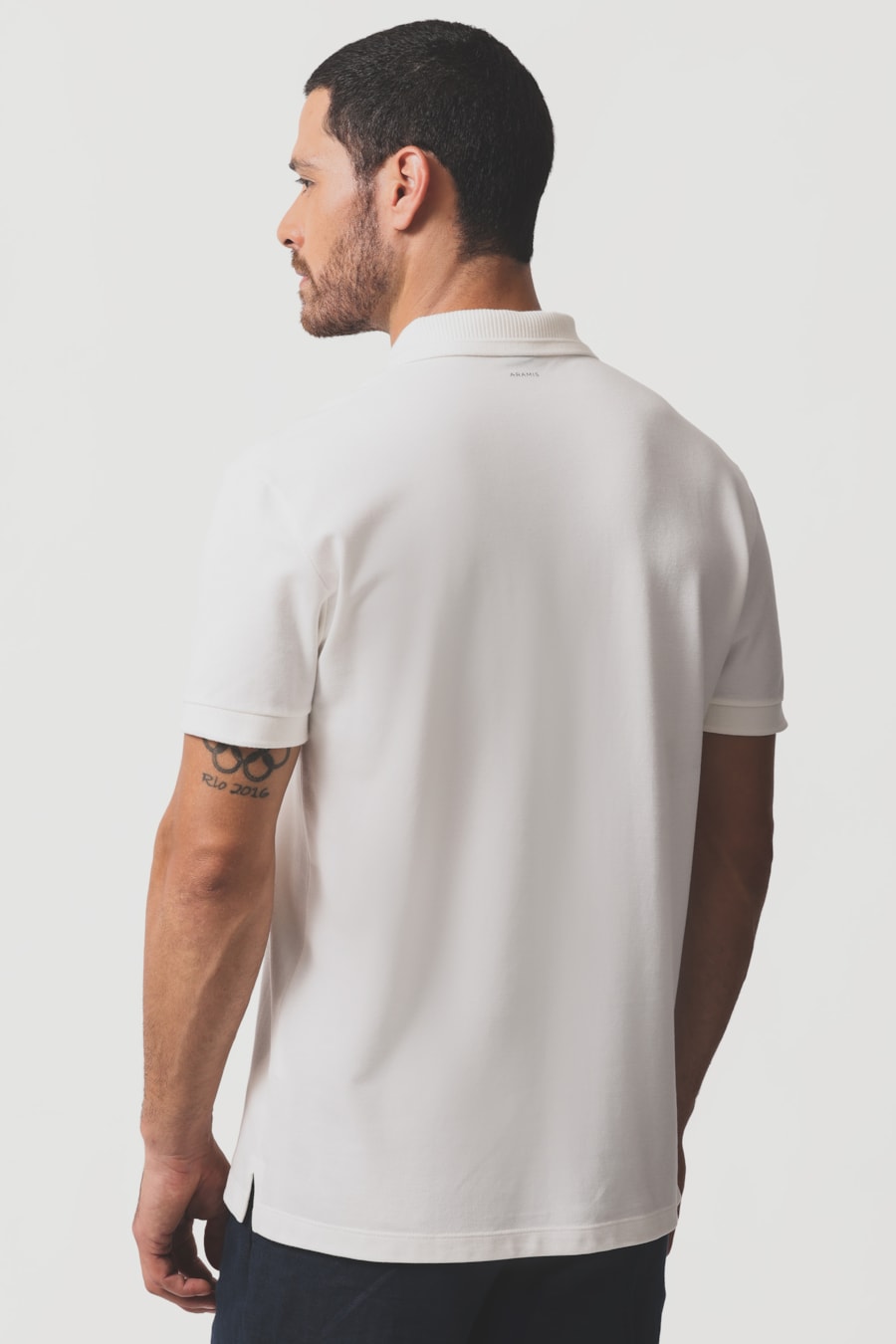 Polo Manga Curta Gola Frisos Off White — foto 4 de 5