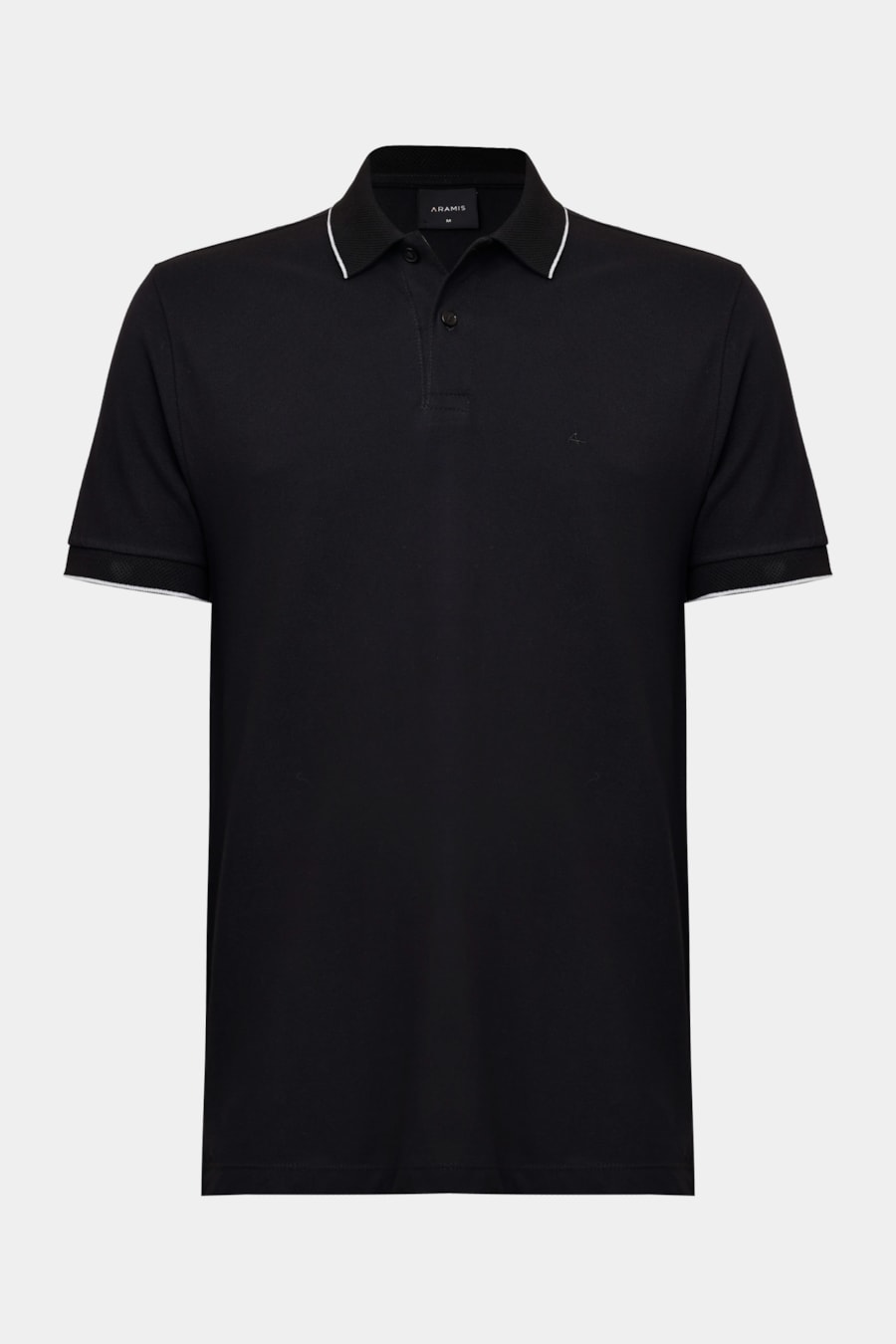Polo Manga Curta Gola Jacquard Friso Preto — foto 5 de 5