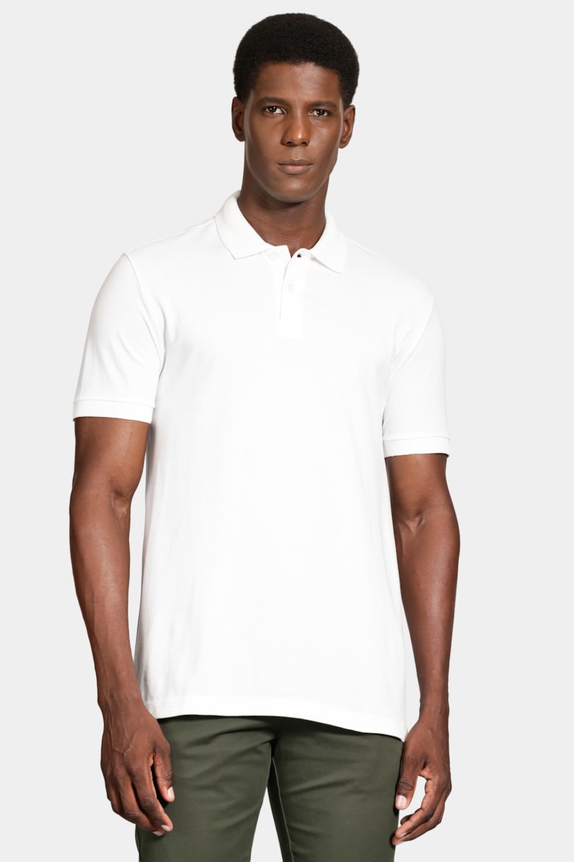 Polo Manga Curta Gola Jacquard Off White