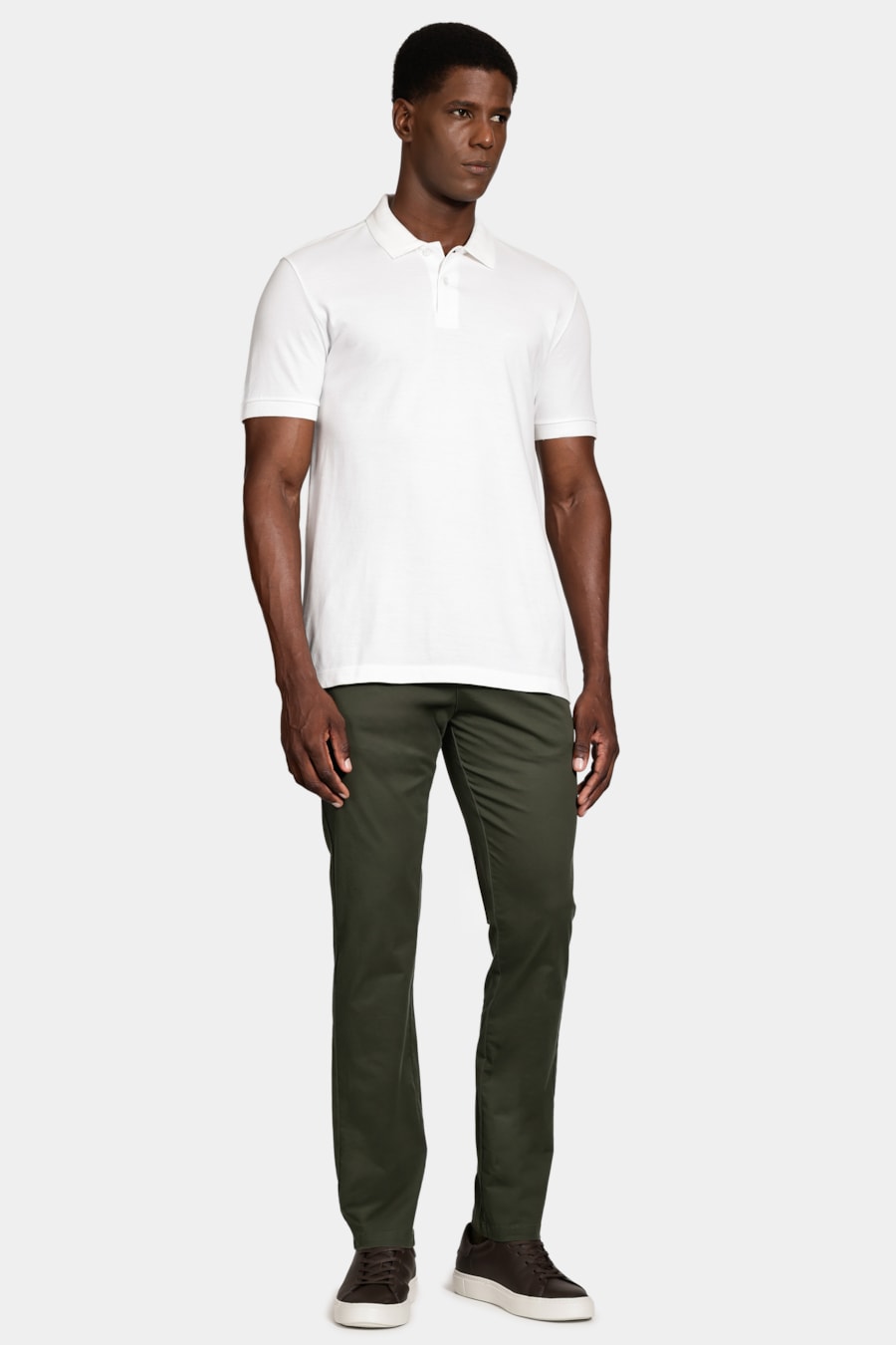 Polo Manga Curta Gola Jacquard Off White — foto 2 de 5