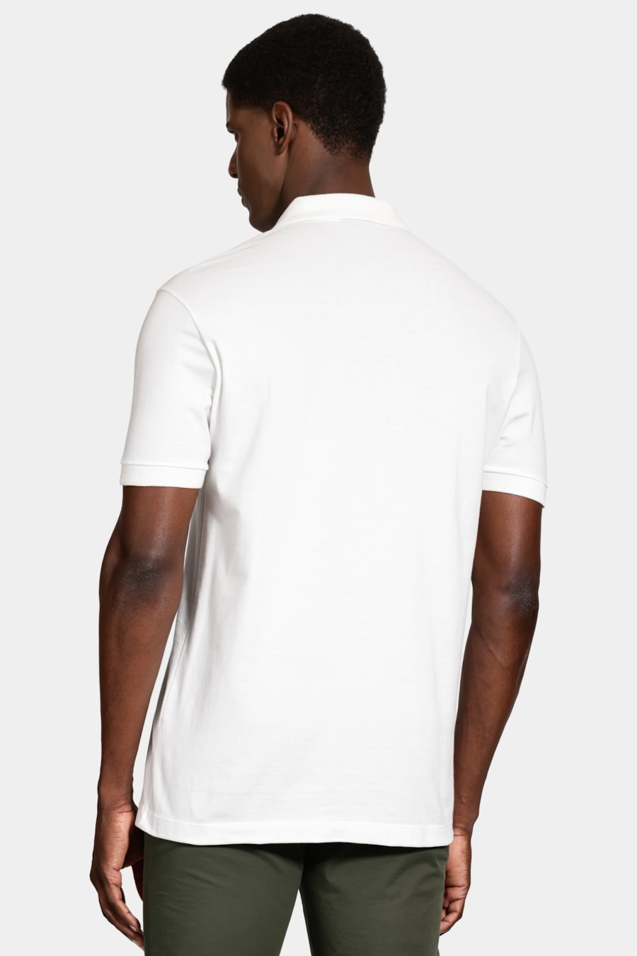 Polo Manga Curta Gola Jacquard Off White — foto 4 de 5