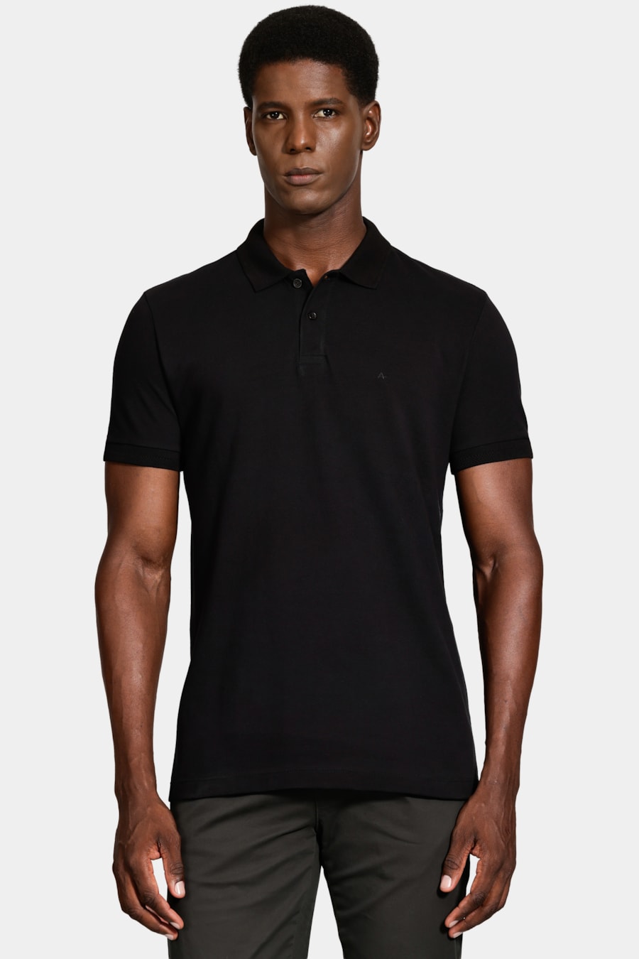 Polo Manga Curta Gola Jacquard Preto — foto 1 de 5