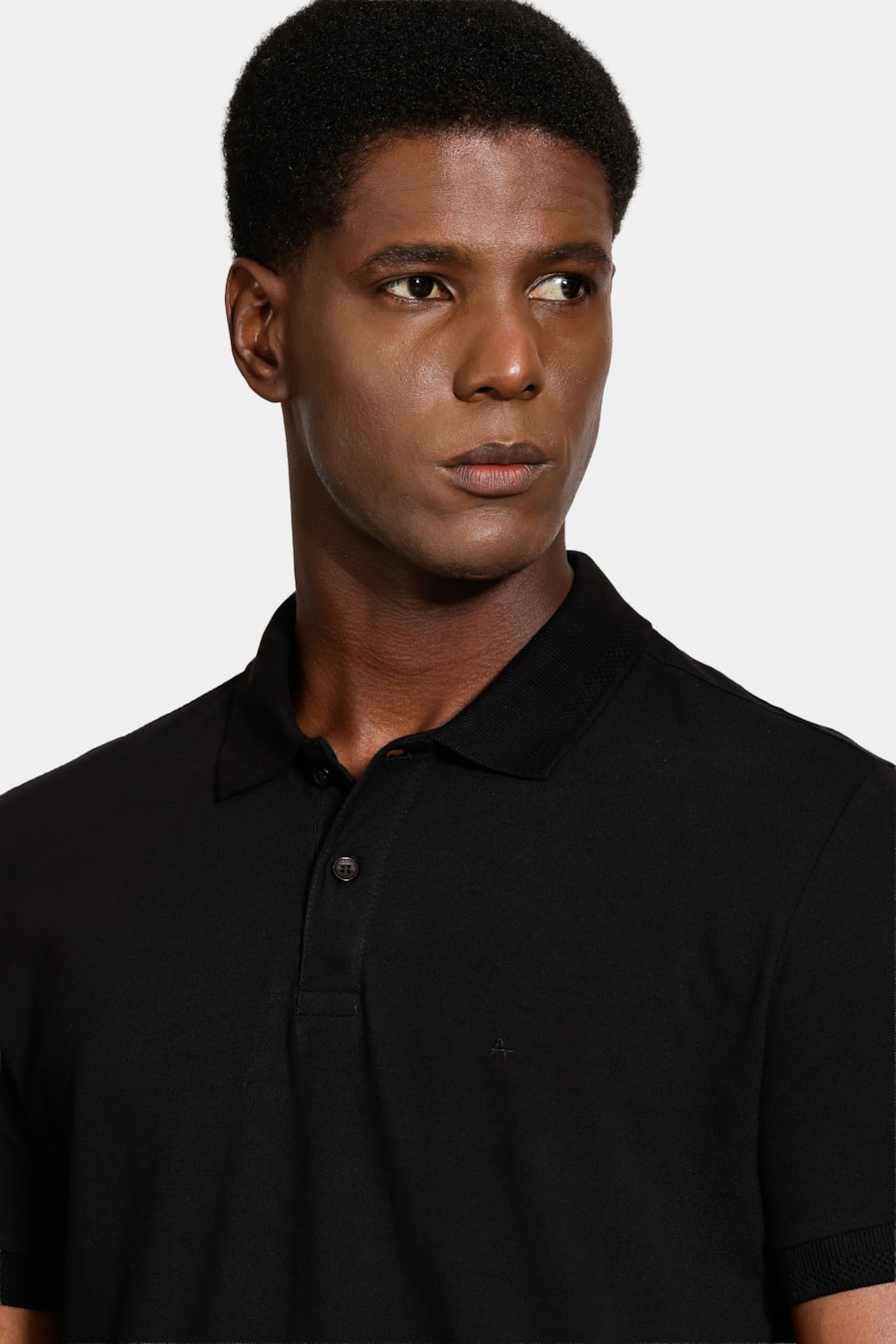 Polo Manga Curta Gola Jacquard Preto — foto 3 de 5