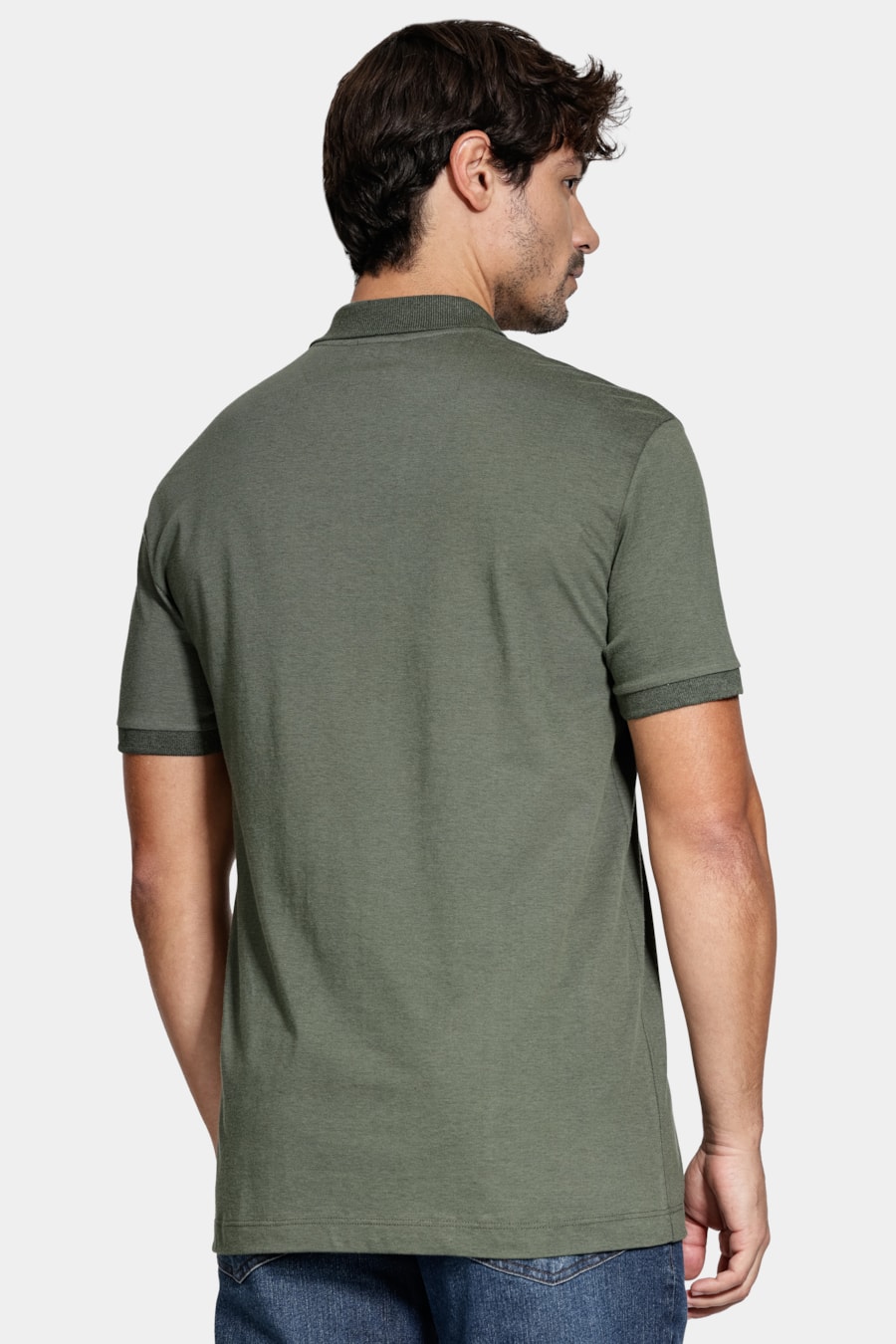 Polo Manga Curta Gola Mescla Verde Militar — foto 4 de 5