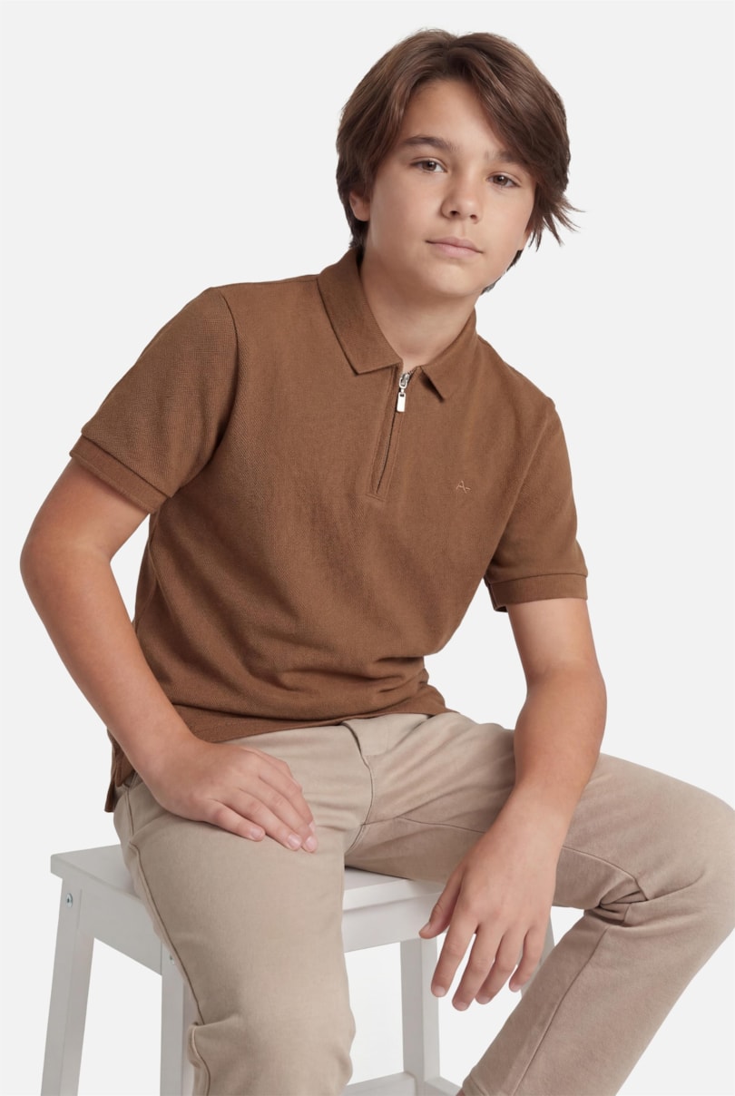 Polo Manga Curta Infantil Basica Com Zíper Charuto 117