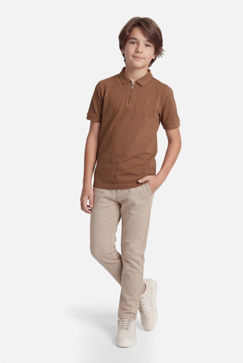Polo Manga Curta Infantil Basica Com Zíper Charuto 117