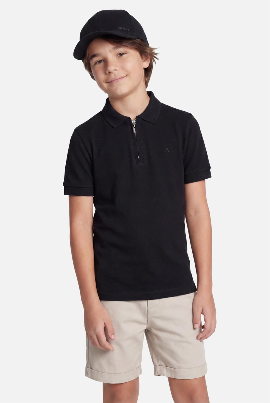 Polo Manga Curta Infantil Basica Com Zíper Preto — foto 1 de 3