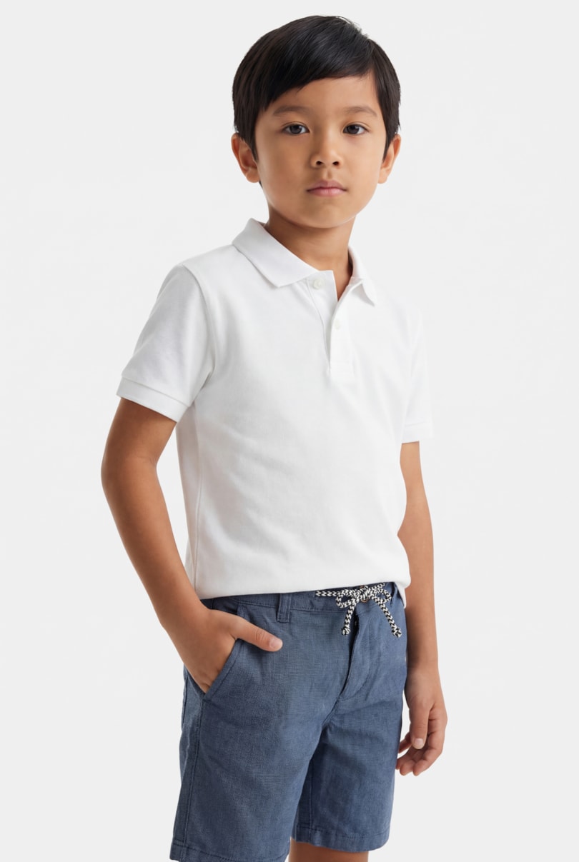 Polo Manga Curta Infantil Cotton Piquet Branco