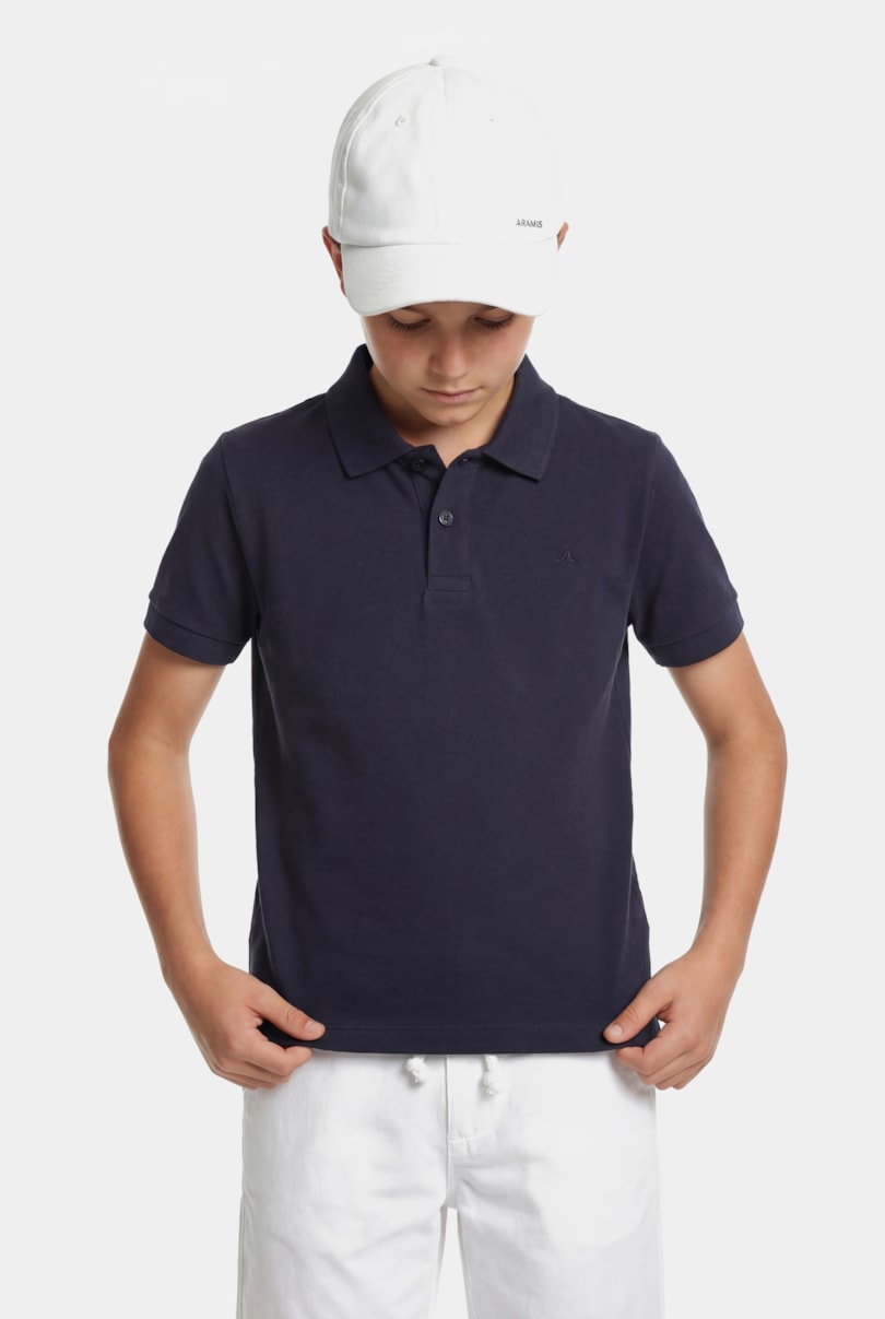 Polo Manga Curta Infantil Cotton Piquet Marinho