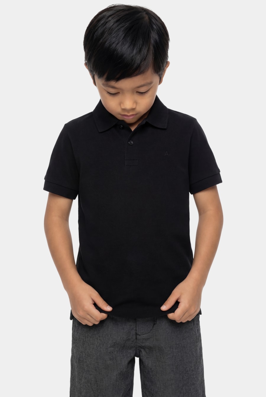 Polo Manga Curta Infantil Cotton Piquet Preto — foto 1 de 3