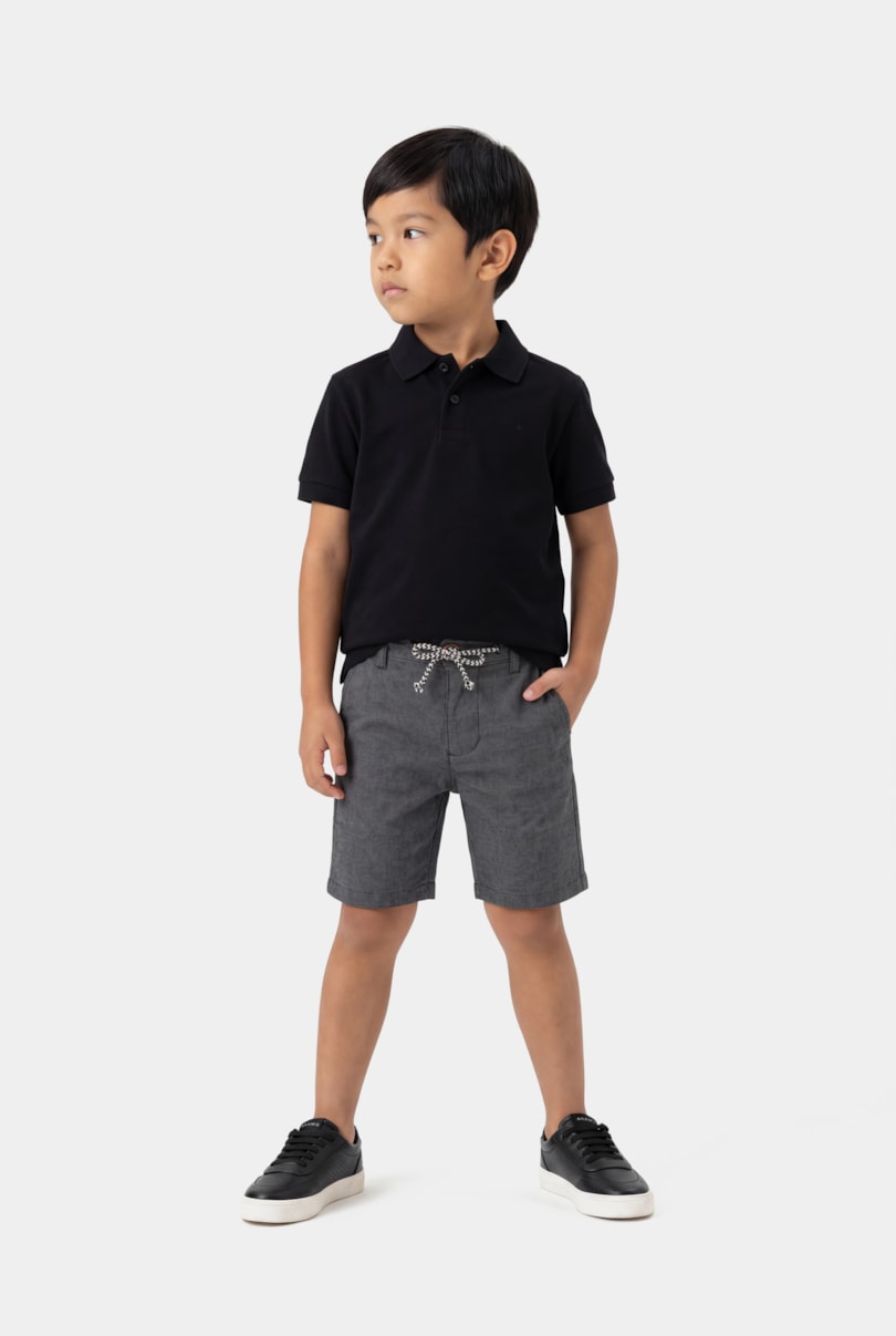 Polo Manga Curta Infantil Cotton Piquet Preto