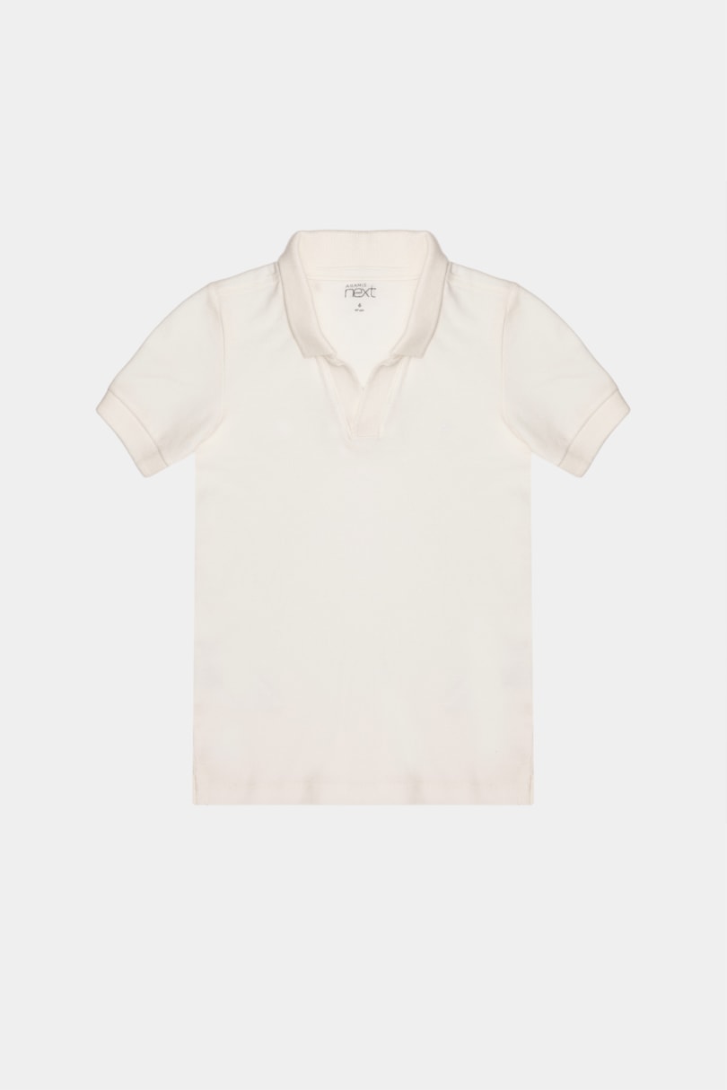 Polo Manga Curta Infantil Decote Aberto Off White