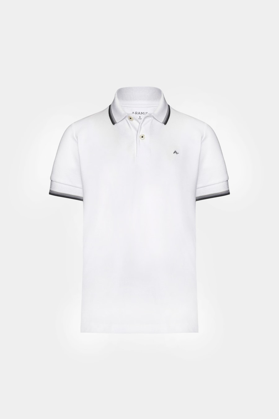 Polo Manga Curta Infantil Frisos Branco